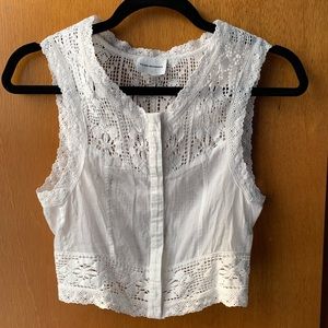 Club Monaco White Lace Vest Top